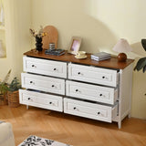 White Dresser for Bedroom, 6 Drawer Dresser with Wide Drawer and Metal Handles, White Dresser, Wood W1157P307957