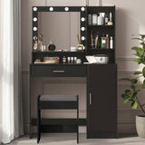 Vanity Desk with Mirror & Light, Large Drawer Three Level Storage Dresser, 3 Lighting Modes 98164513