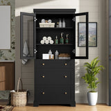 70.1" Modern High Freestanding Tall Bathroom Cabinet with 2 Adjustable Shelves, 3 Drawers, Soft N729P271979B