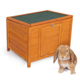 ZUN Small Wood Rabbit Hutch Bunny Cage, Raised Cat House with Ladder for Small Animals W2181P195379