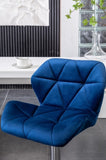 Breni Velvet Diamond Tufted Swivel Adjustable Height Barstool, Set of 2, Blue T2574P164870