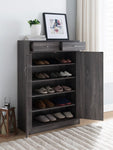 ZUN Shoe Cabinet, Two Door Storage Cabinet with Two Drawers, fits 15 Pair of Shoes- Distressed Grey B107130828