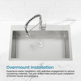 Kitchen Sink, 27x19 Single Bowl, Overmount Handmade Sink in Dark Gray, with US Standard Drain and 09877789