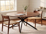 42" Round Dining Table for 4 Persons, Melamine MDF Tabletop & Black Metal Cross Legs, Walnut 95546707