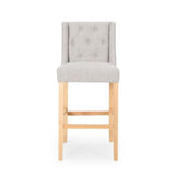 Vienna Contemporary Fabric Tufted Wingback 31 Inch Counter Stools, Set of 2, Light Grey and Natural 64854.00LGRY
