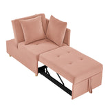 Convertible Sleeper Sofa Chair Adjustable Backrest Recliner with Pullout Sofa Bed with Wheels, W1413P227518