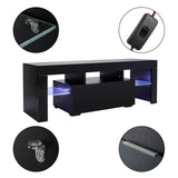 Elegant Household Decoration LED TV Cabinet with Single Drawer Black 93609481