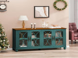 Elegant European Antique Style 4-Door Cabinet with Tempered Glass Doors,for Dining Room,Living W757P232700