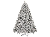 8 FT Pre-lit Snow Flocked Christmas Tree, Artificial Hinged Xmas Pine Tree with 1300 Branch Tips, 40181565