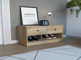 Uranus Storage Bench, Two Drawers, Two Open Shelves, Light Oak B097133195
