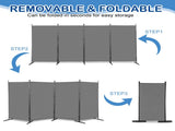 6FT 4-Fold 160g Polyester Cloth Plastic Foot Carbon Steel Frame Foldable Screen Gray 91313474