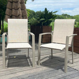 VRSHWO Garden Patio Chairs Set of 2, Weather Metal Outdoor Dining Chairs , Garden, Poolsides, Cream W213P335868