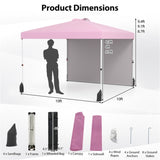 10 X 10 FT Pink Pop up Tent with Wheeled Bag and 1 Sidewall 21025822