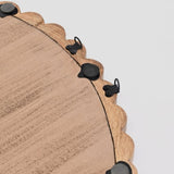 Decorative Round Hanging Wall Mirror with Natural Wooden Bead Design Frame, 32" B346P353979