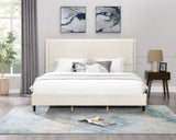 Rozitta Beige Velvet Wingback Platform Bed, King T2574P196963