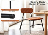 Set of 2 Armless Modern PU Leather Dining Chairs with Ergonomic Inclined Backrest, Rivet Decor Heavy 95747344