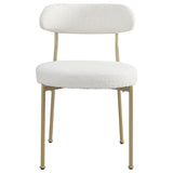 ZUN Boucle Upholstered Dining Chairs with Curved Backrest & Gold Metal Legs Set of 2, Beige W2740P214250