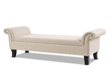 Kathy Roll Arm Entryway Accent Bench, Sky Neutral Beige Polyester B2719P238171
