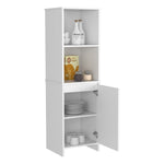 ZUN Eiffel Kitchen Pantry, Two External Shelves, Single Door Cabinet, Two Interior Shelves White -White B20091907