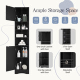 ZUN Multi-Functional Corner Cabinet Tall Bathroom Storage Cabinet with Two Doors and Adjustable Shelves, WF530911AAB