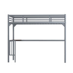 ZUN Twin Metal loft Bed with Desk, Ladder and Guardrails, bookdesk under bed, Silver W1676105930