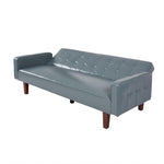ZUN Grey Convertible Double Folding Living Room Sofa Bed, PU Leather, Tufted Buttons,Removable Wooden 63596474