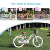 ZUN Multiple Colors,Girls Bike with Basket for 7-10 Years Old Kids,20 inch wheel ,No Training Wheels W1019P171907