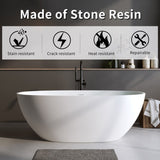 59'' Solid Surface Matte Tub, Solid Surface Soaking Tub, Stone Resin Freestanding Bathtub, Thick W2753P191209