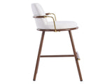 Chaya Indoor Upholstered Bar Stool with Metal Frame, Walnut Finished and Beige Upholstery, Set of 2 N775P340830B