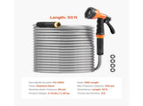 50 ft Stainless Steel Garden Hose, Durable Water Hose with 10-Function Spray Nozzle, Flexible and 17444970