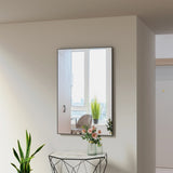 36x24 inches Modern Black Bathroom Mirror with Aluminum Frame Vertical or Horizontal Hanging W70837198
