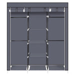 ZUN 69" Portable Clothes Closet Non-Woven Fabric Wardrobe Double Rod Storage Organizer Gray 98225165