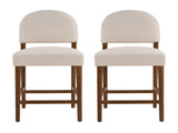 26'' Seat Height Fabric & Rubberwood Bar Stool, Beige Upholstery with Adjustable Floor Leveler, N780P394271B