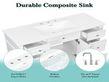 48" Resin Basin for Bathroom, with Undermount Rectangular Double Sinks, 8 inch Faucet Holes, N725P546919K