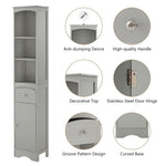 ZUN Tall Bathroom Cabinet, Freestanding Storage Cabinet with Drawer, MDF Board, Adjustable Shelf, Grey 54569192