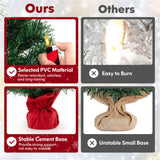 24" Mini Artificial Christmas Tree 71 Branch Tips, 35 Warm White LEDs, Flame-Retardant PVC, Cement 82739287