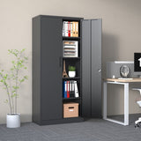 ZUN 72"H Metal Garage Storage Cabinet, Black Tool Steel Locking Cabinet with Doors and 4 Shelves, Tall 74034896