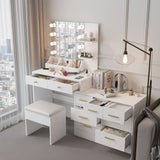 Large Makeup Vanity with Lights, Vanity Table with Charging Station, Vanity Desk with Mirror and 10 16914916