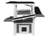 4 Tiers Outdoor Cat House Weatherproof Cat Tree Tower with Waterproof Roof and 2 Doors , Feral Cat 21197989