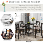 ZUN 5-Piece Wooden Counter Height Dining Set with Padded Chairs and Storage Shelving 32175841