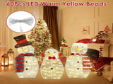 3Pcs 2D Christmas Snowman Yard Decoration Snowman Family Outdoor Decoration With 60Pcs LED Warm 40271648