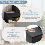 ON-TREND Elegant 2-in-1 Shoe Cabinets with Soft Cushion, Modern Storage Bench with Arched Doors & N721P245716B