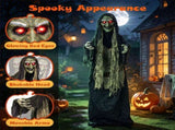 5.3 FT Standing Hunchback Witch Animatronic Halloween Decoration with Movable Head & Arms, Dual 97431426