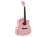 Pink 41-inch Dreadnought barrel-shaped cutaway acoustic guitar with pick, strings, capo, gig bag, 83268343