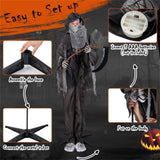 8.5ft Halloween Grim Reaper Decoration - Sound-Activated Design, Glowing Eyes, Tattered Garb & 87215514