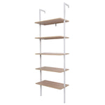 ZUN 5-Shelf Wood Ladder Bookcase with Metal Frame, Industrial 5-Tier Modern Ladder Shelf Wood 89161253