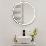 ZUN 24 in. White Framed Dimmable Anti-Fog LED Bathroom Vanity Mirror W716P233471