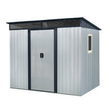 8 ft x 6 ft Outdoor Metal Storage Shed with Window and Transparent plate for Garden, Lawn W540P185323