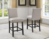 ZUN Biony Tan Fabric Counter Height Stools with Nailhead Trim, Set of 2 T2574P181629