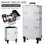 3 in 1 Aluminum Cosmetic Makeup Case Tattoo Box Silver 08392373